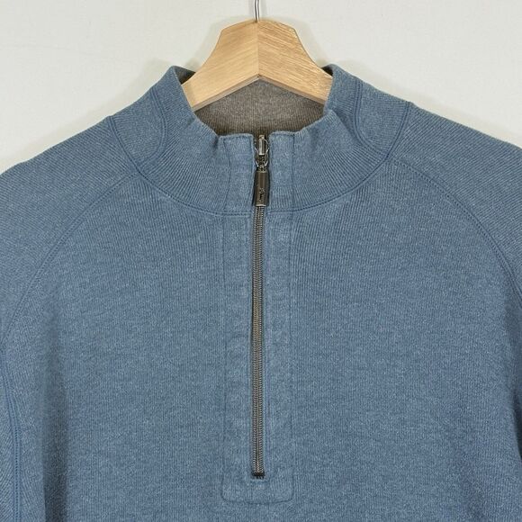 Tommy Bahama Mens Small Blue Grey Reversible Half Zip Casual Tight Knit Sweater‎ - Picture 2 of 11
